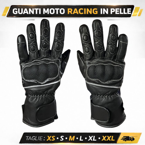 Guanti moto pelle con - in,