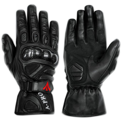 Guanto pelle moto protezioni - pelle,